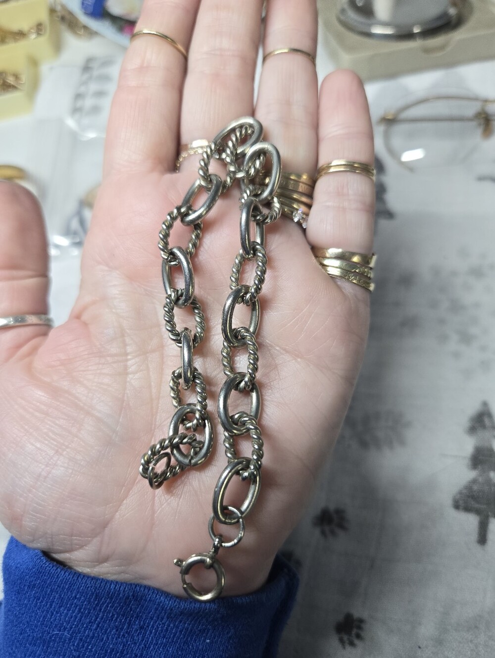 ANTIQUE 800 SILVER ETRUSCAN CHARM Chain